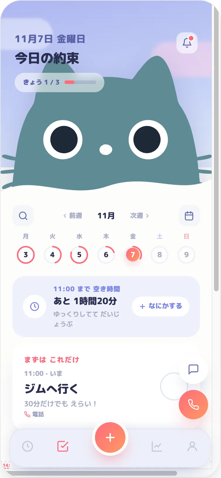 今日の約束 画面