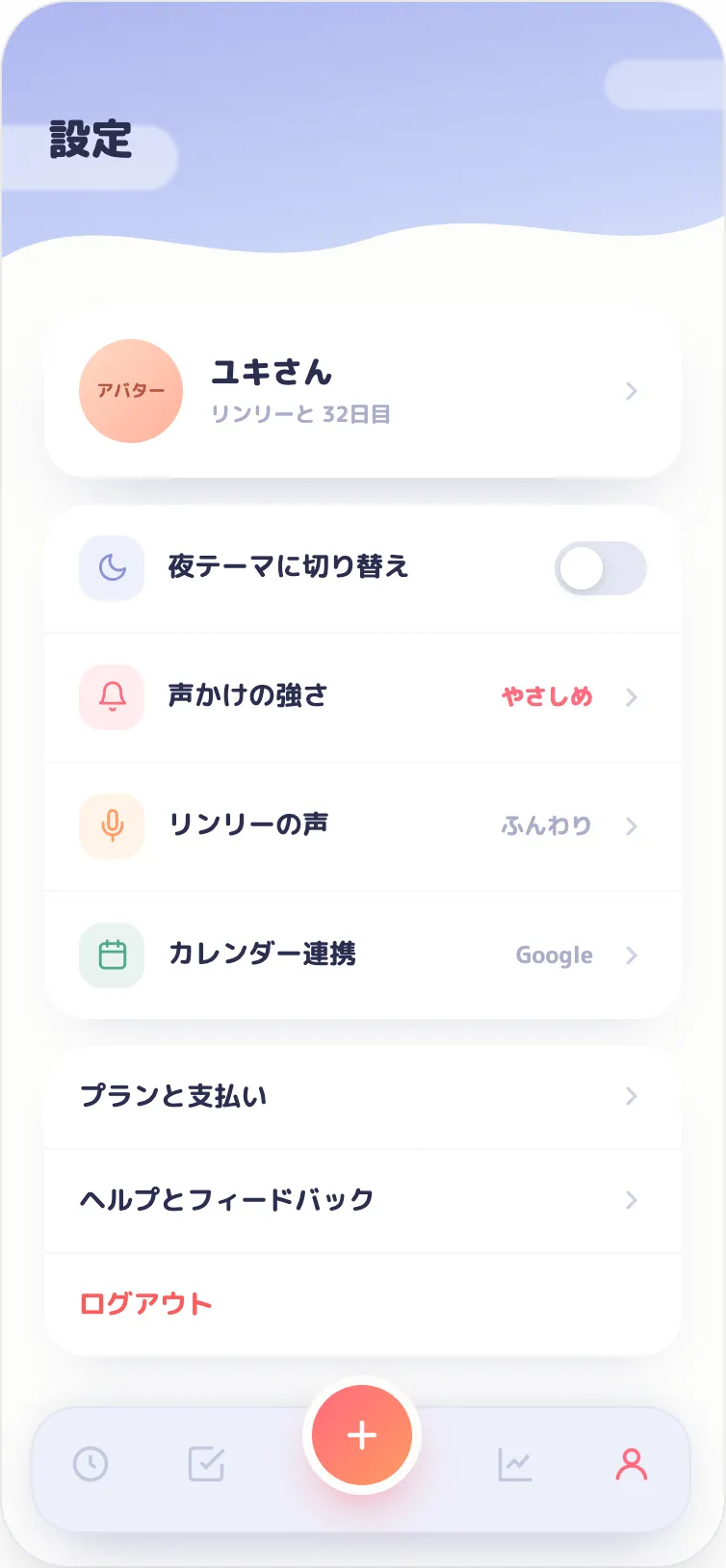 声かけの強さ・テーマ 画面